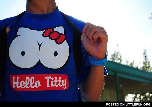 Hello Titty. Funny T-shirt design.