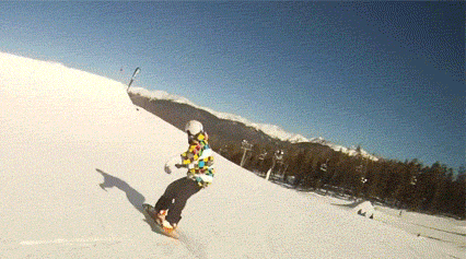 Snowboarding. Fantastic camera view