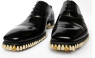 Shiny shoes with teeth
