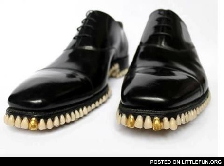 Shiny shoes with teeth