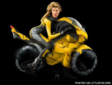Art, humans, motorbike