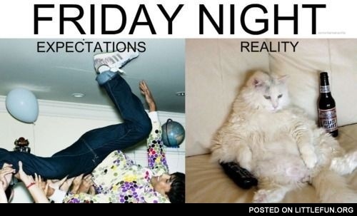 Friday night. Expectations vs reality.