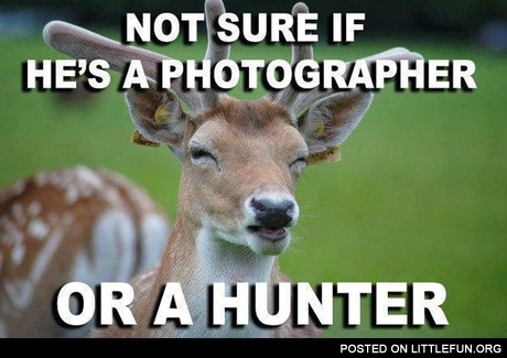 Not sure if he's a photographer or a hunter.