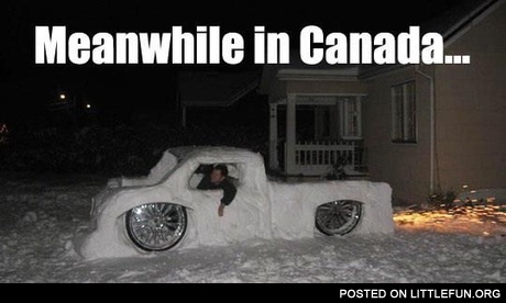 Meanwhile in Canada. Snow car.