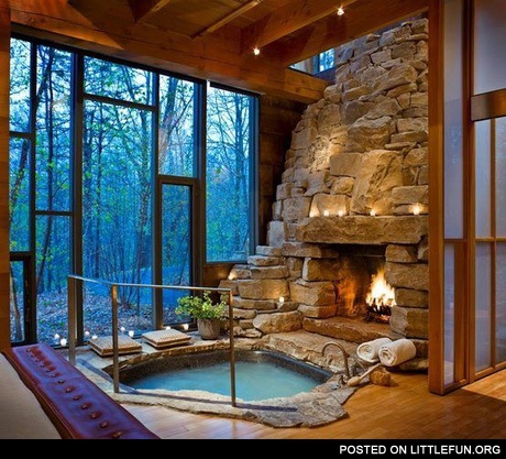 Fireplace hot tub