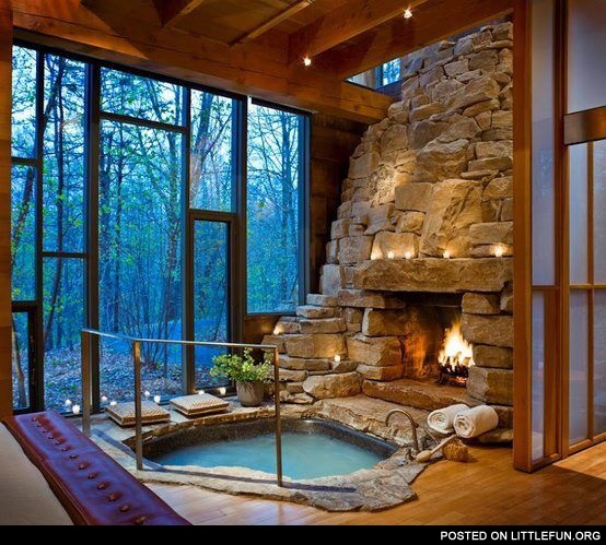 Fireplace hot tub
