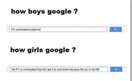 How boys google and how girls google. PC overheated solutions.