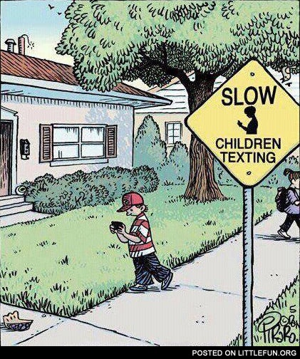 Children with mobile phones