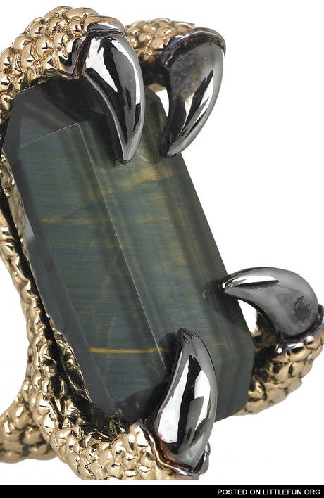 Roberto Cavalli Gold-Plated Onyx Claw Ring