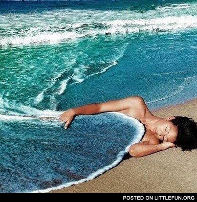 Lying on the beach