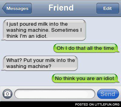 I just poured milk into the washing machine