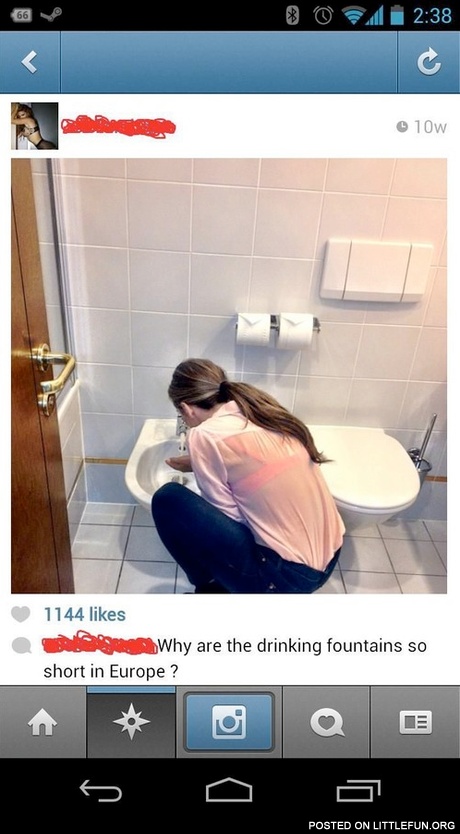 Why are the drinking fountains so short in Europe?