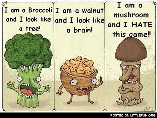 Broccoli, walnut and mushroom