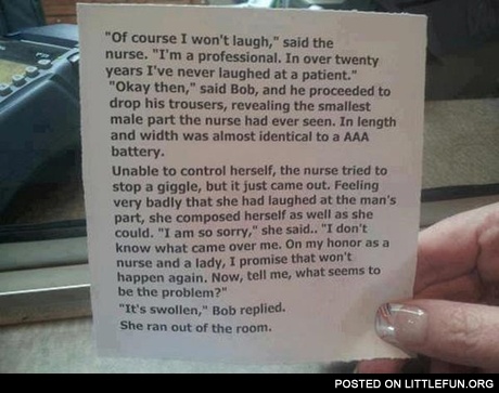 Of course I won't laugh
