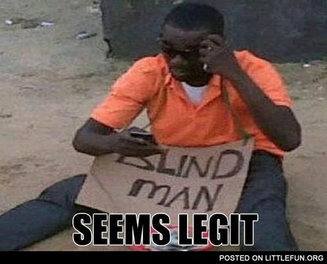 Blind man and cell phone