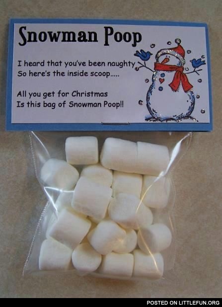 Funny Christmas gift. Snowman poop.