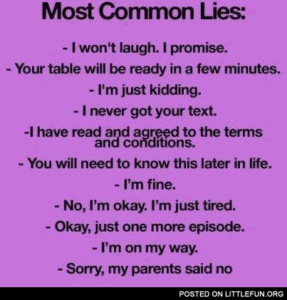 Most common lies