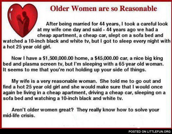 Older women are so reasonable