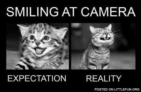 Smiling at camera