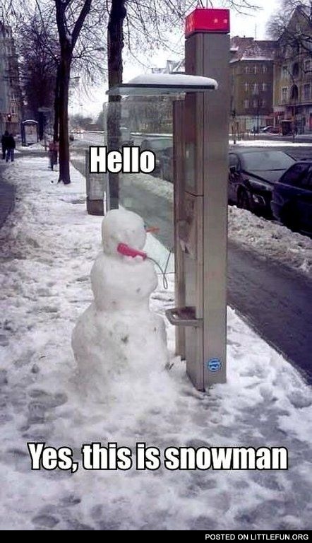 Snowman and phone