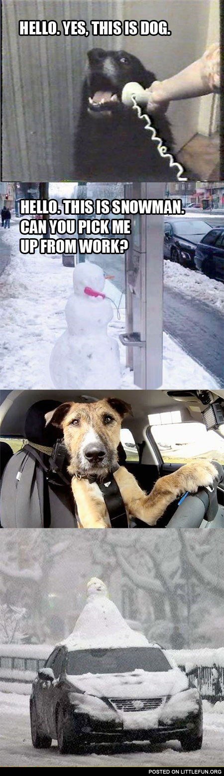 Snowman and the dog conversation