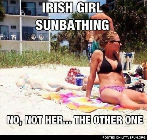 Irish girl sunbathing. Camouflage level: over 9000.