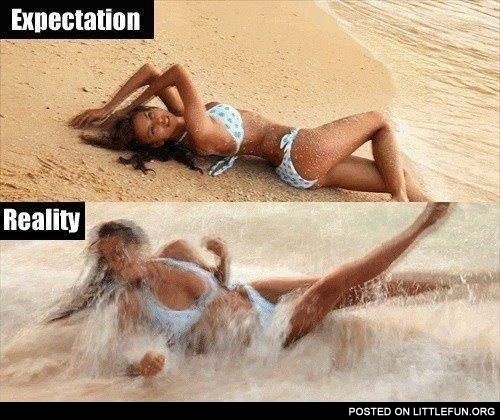 Beach photoshoot: expectation vs. reality