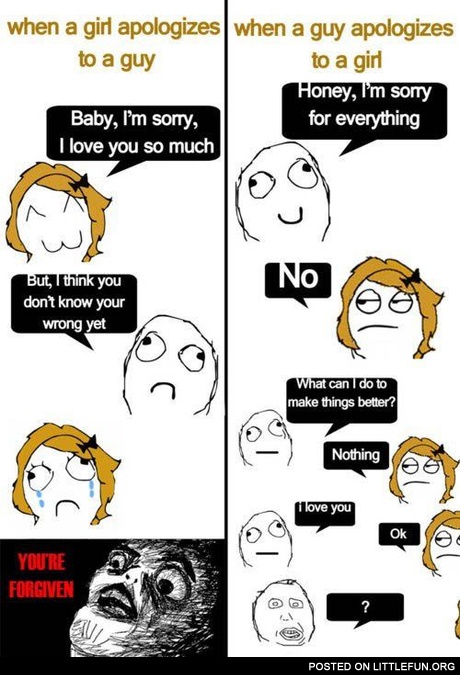 When a guy apologizes to a girl