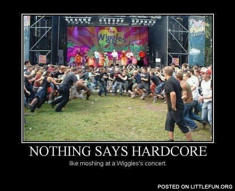 Nothing says hardcore like moshing at a Wiggles's concert