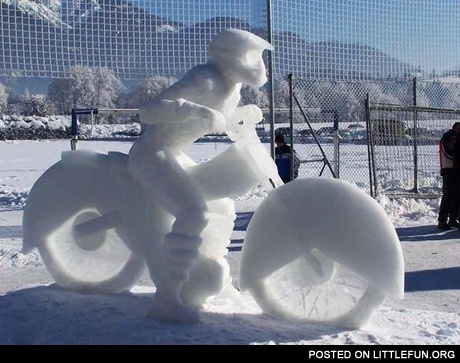 Motorcycle ice sculpture