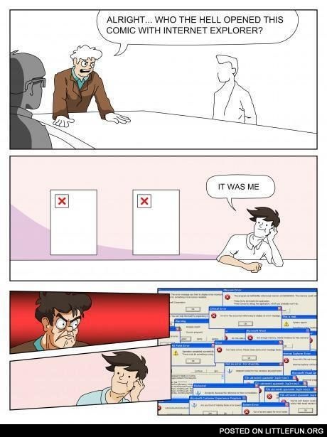 Who opened this comic with IE