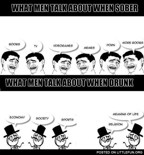 What men talk about when sober and drunk