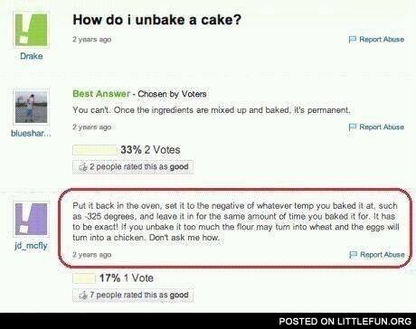 How to unbake a cake
