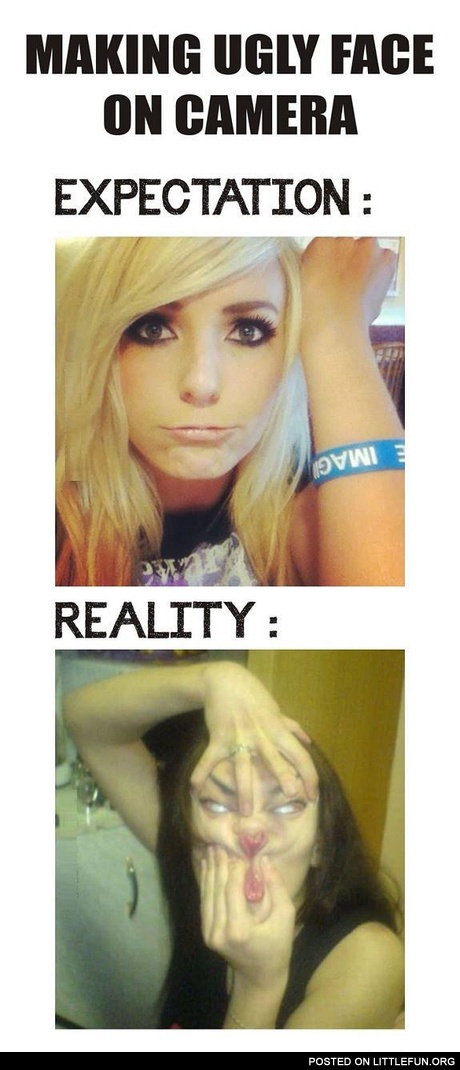 Making ugly face