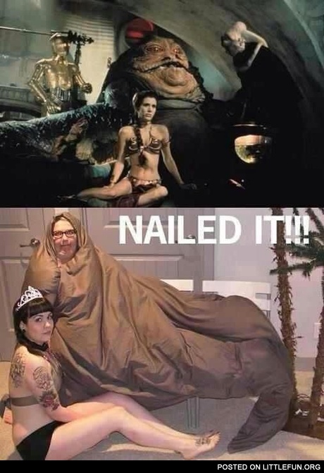 Jabba cosplay. Nailed it.