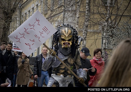 Predator protester