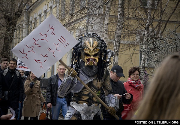 Predator protester