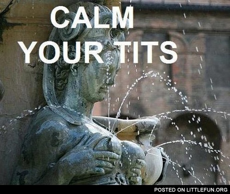 Calm your t*ts. Statue fountain.