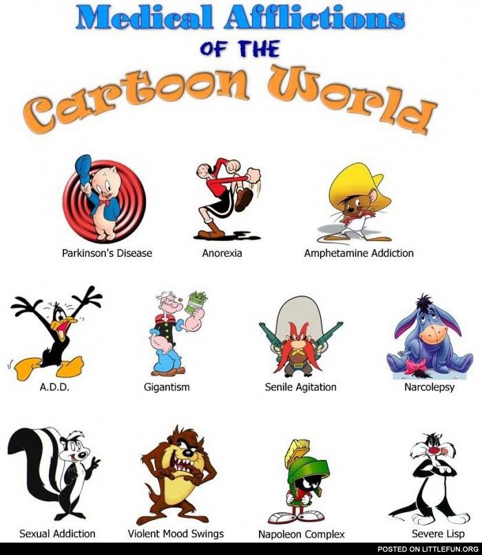 Medical afflictions of the cartoon world