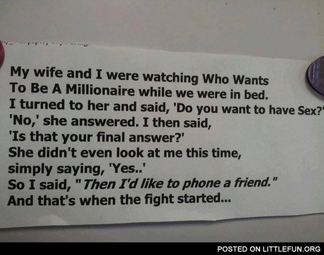 Who wants to be a millionaire