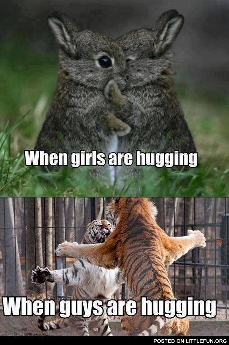 Boys and girls hugging