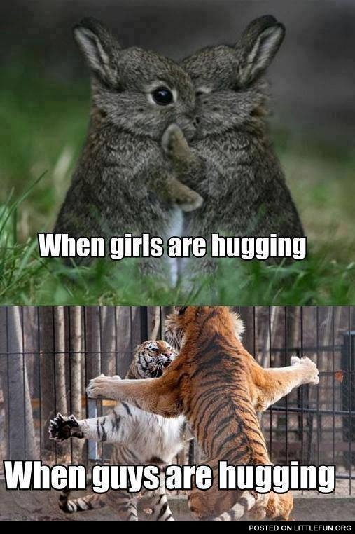 Boys and girls hugging