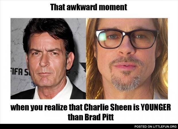 Charlie Sheen is younger than Brad Pitt