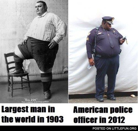 Largest man in the world in 1903 vs. American police officer in 2012