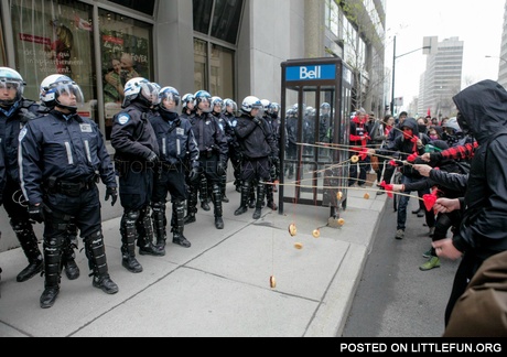 Montreal protesters bribing police with donuts