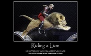 Riding a lion