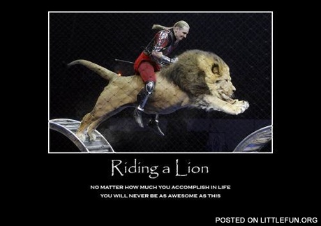 Riding a lion
