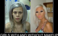 Girls with and without makeup