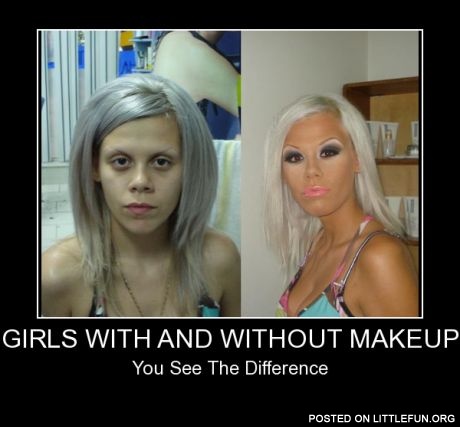Girls with and without makeup
