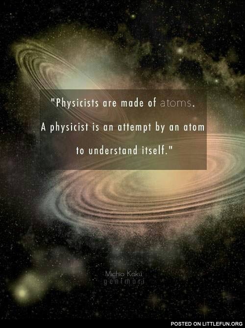 Physicists are made of atoms